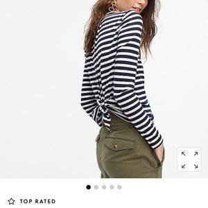 New with tags! Striped long-sleeve knot-back T-shirt.